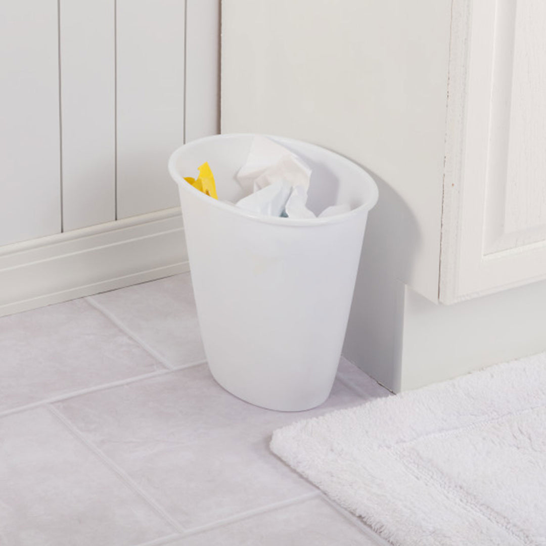 Sterilite Petite 1.5-Gallon Home Oval Vanity Trash Wastebasket, White (12 Pack) - VMInnovations