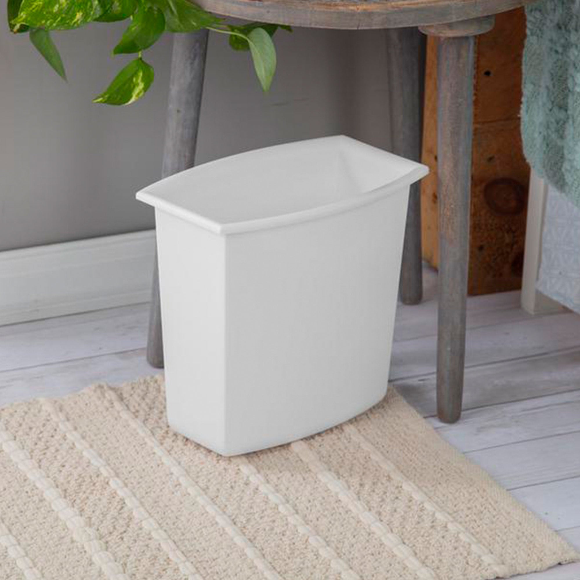 Sterilite 2-Gallon Rectangular Vanity Wastebasket, Black/White (12 Pack)