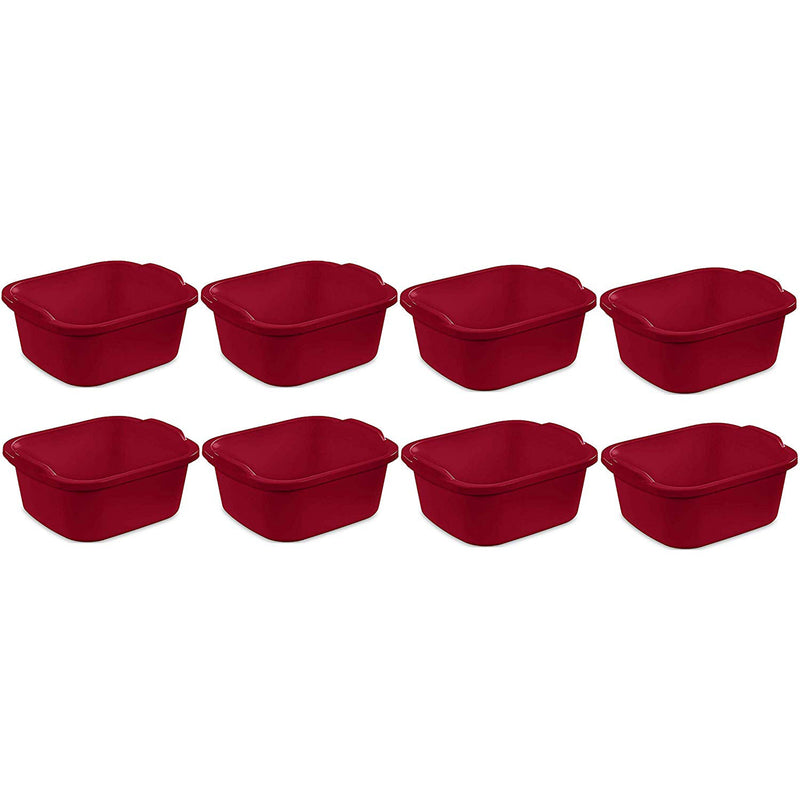 Sterilite Large Multi-Function Home 12-Qt Sink Dish Washing Pan, Red (8 Pack) - VMInnovations