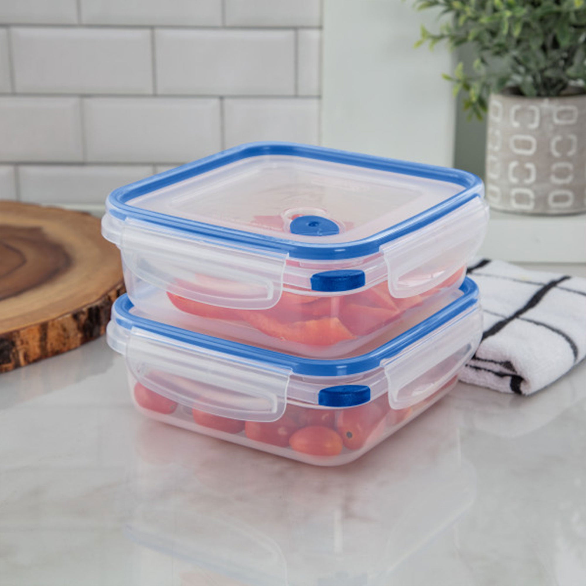 Sterilite 4.0 Cup Square Ultra-Seal Food Storage Container, Blue (6 Pack) - VMInnovations