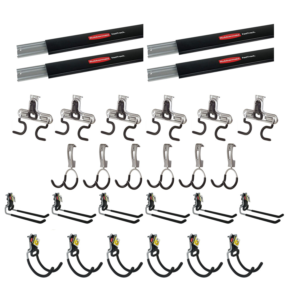 Rubbermaid 1784415 Fast Track 48 Inch Steel Horizontal Wall Mounted Storage Rail - VMInnovations