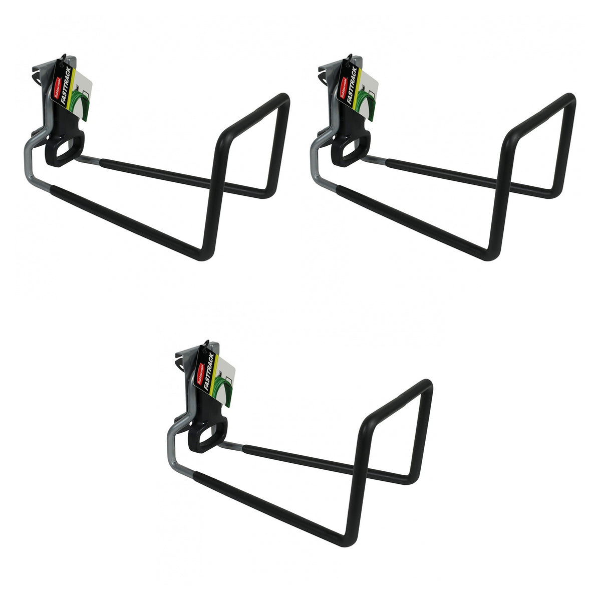 Rubbermaid FastTrack Rail Garage Storage System Water Hose Hook, Black (3 Pack)