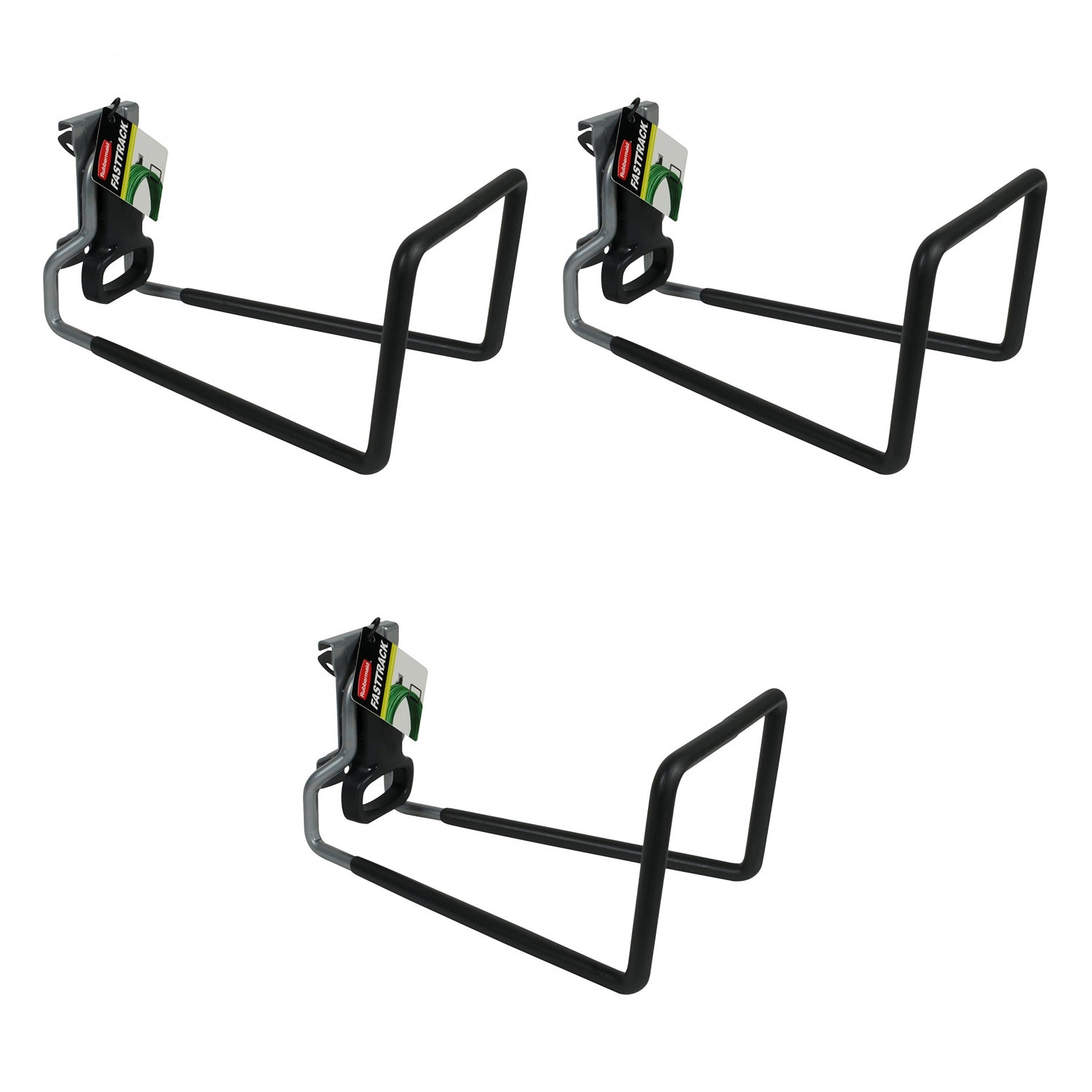 Rubbermaid FastTrack Rail Garage Storage System Water Hose Hook, Black (3 Pack) - VMInnovations