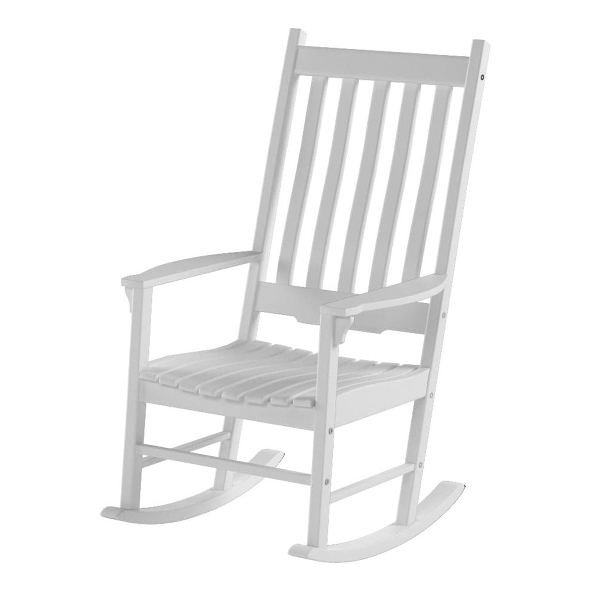 Merry Garden Solid Acacia Hardwood Slatted Back Rocking Chair, White (Used)