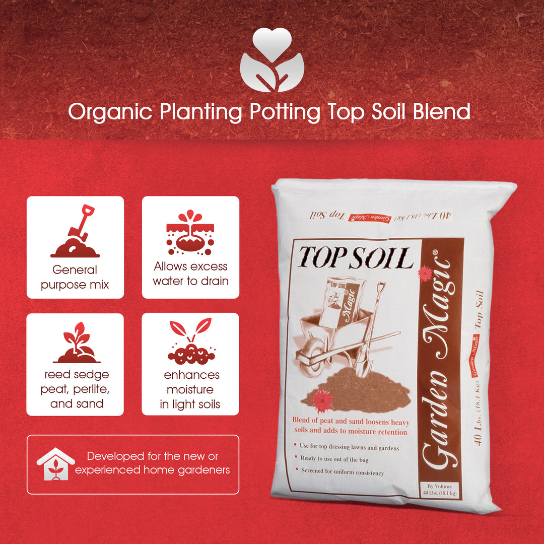 Michigan Peat Garden Magic Organic Planting Potting Top Soil Blend, 40 Pound Bag - VMInnovations