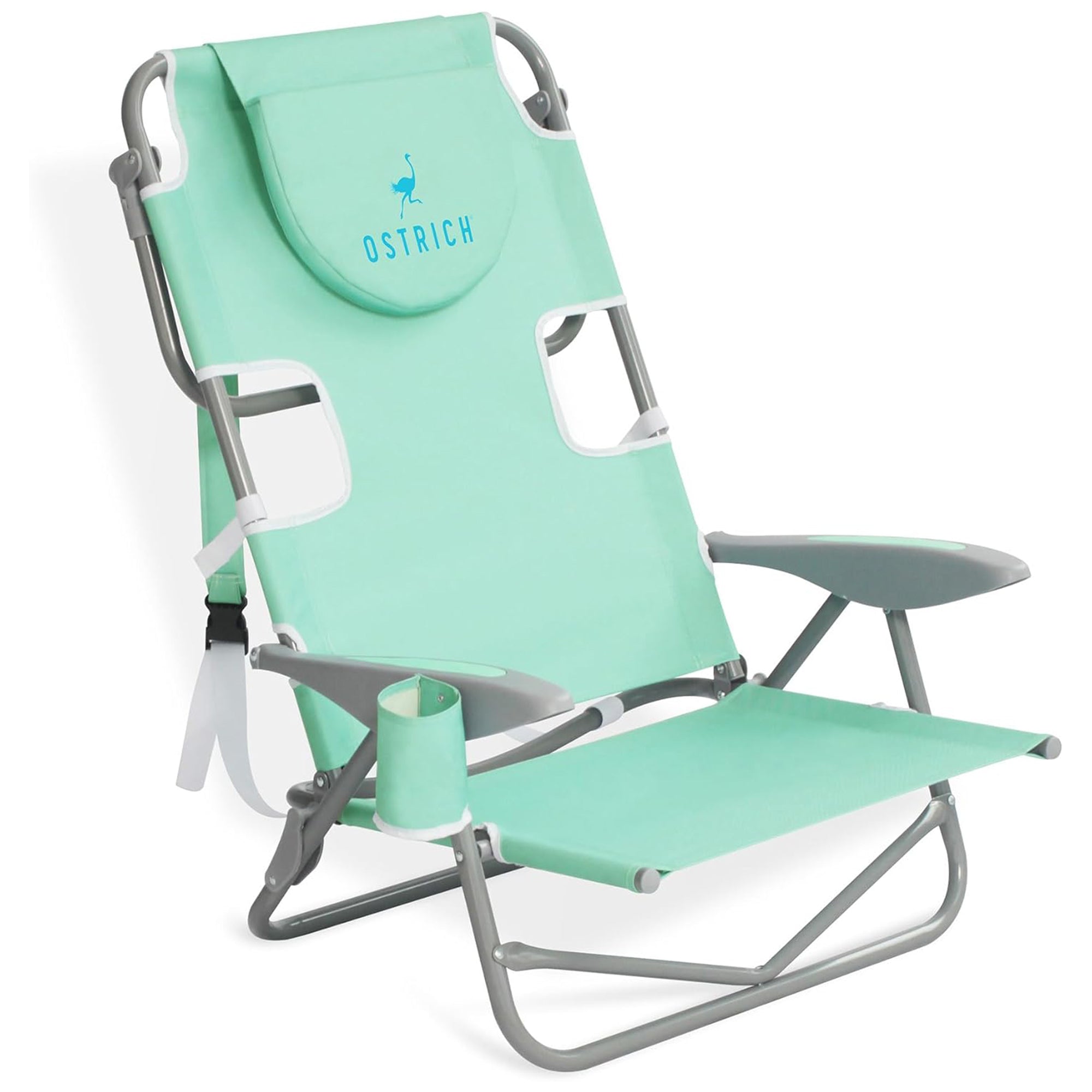 Ostrich The Heavy-Duty Backpacker Portable Reclining Beach Camping Chair, Teal - VMInnovations
