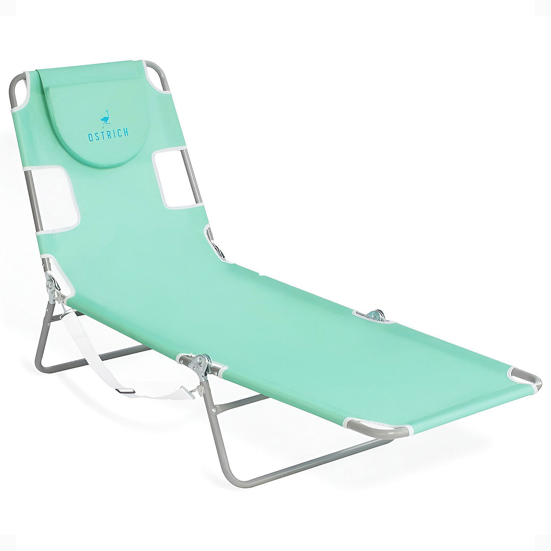 Ostrich Chaise Lounge, Portable Facedown Beach Camping Pool Tanning Chair, Teal - VMInnovations