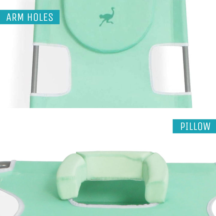 Ostrich Chaise Lounge, Portable Facedown Beach Camping Pool Tanning Chair, Teal - VMInnovations