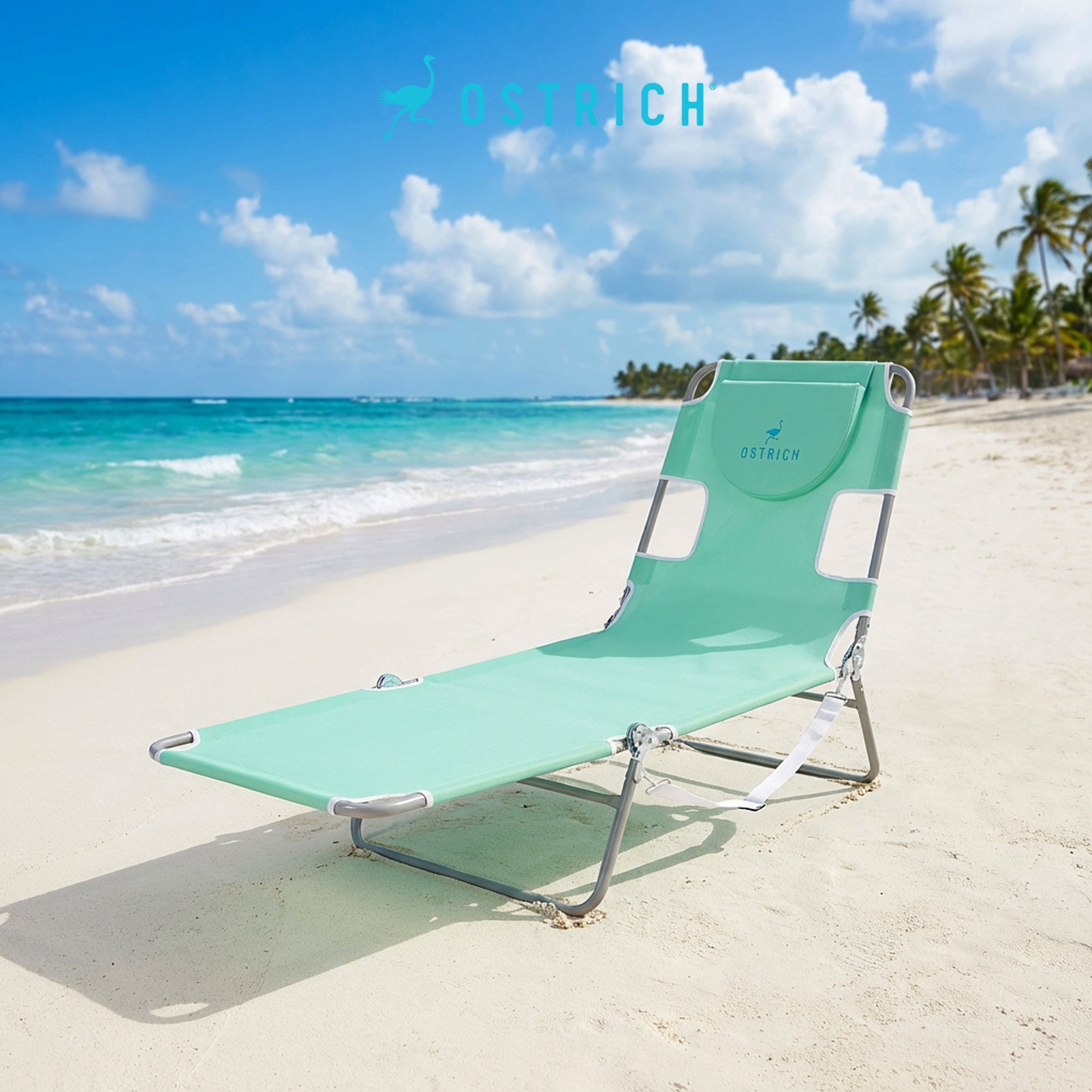 Ostrich Folding Recliner Chaise Lounge Beach Pool Chair, Teal (For Parts) - VMInnovations