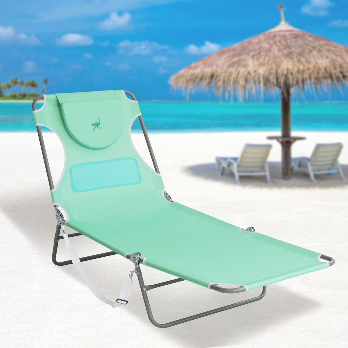 Ostrich 2 Pack Ladies Comfort Lounger, Beach Camping Tanning Chair Teel/Pink