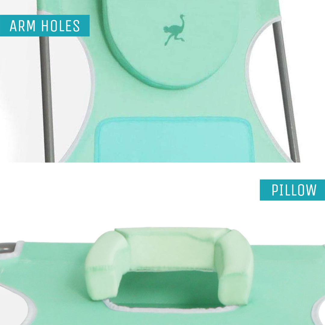 Ostrich Ladies Comfort Lounger, Portable Beach Camping Pool Tanning Chair, Teal - VMInnovations