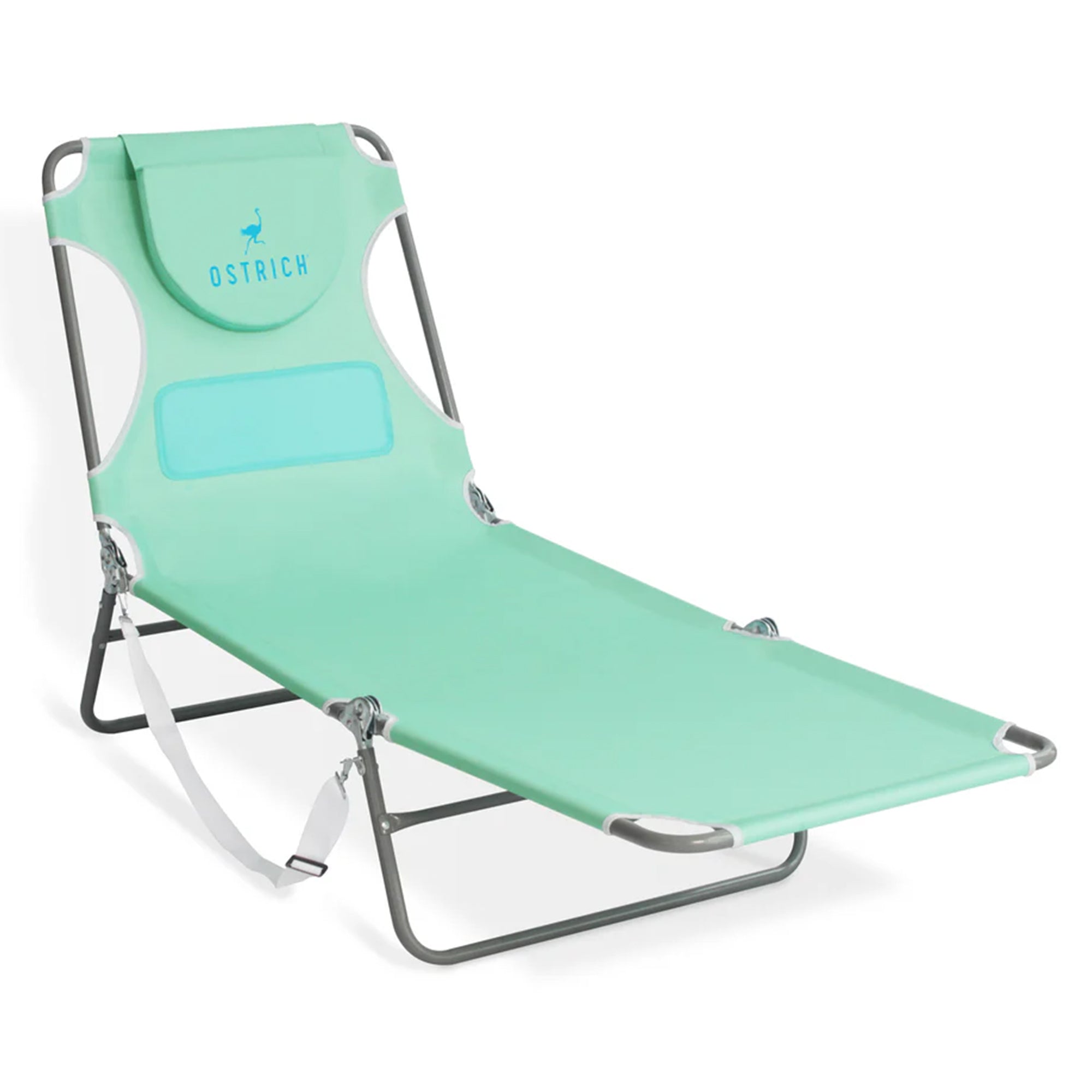 Ostrich Ladies Comfort Lounger, Beach Camping Pool Tanning Chair, Teal (Used)