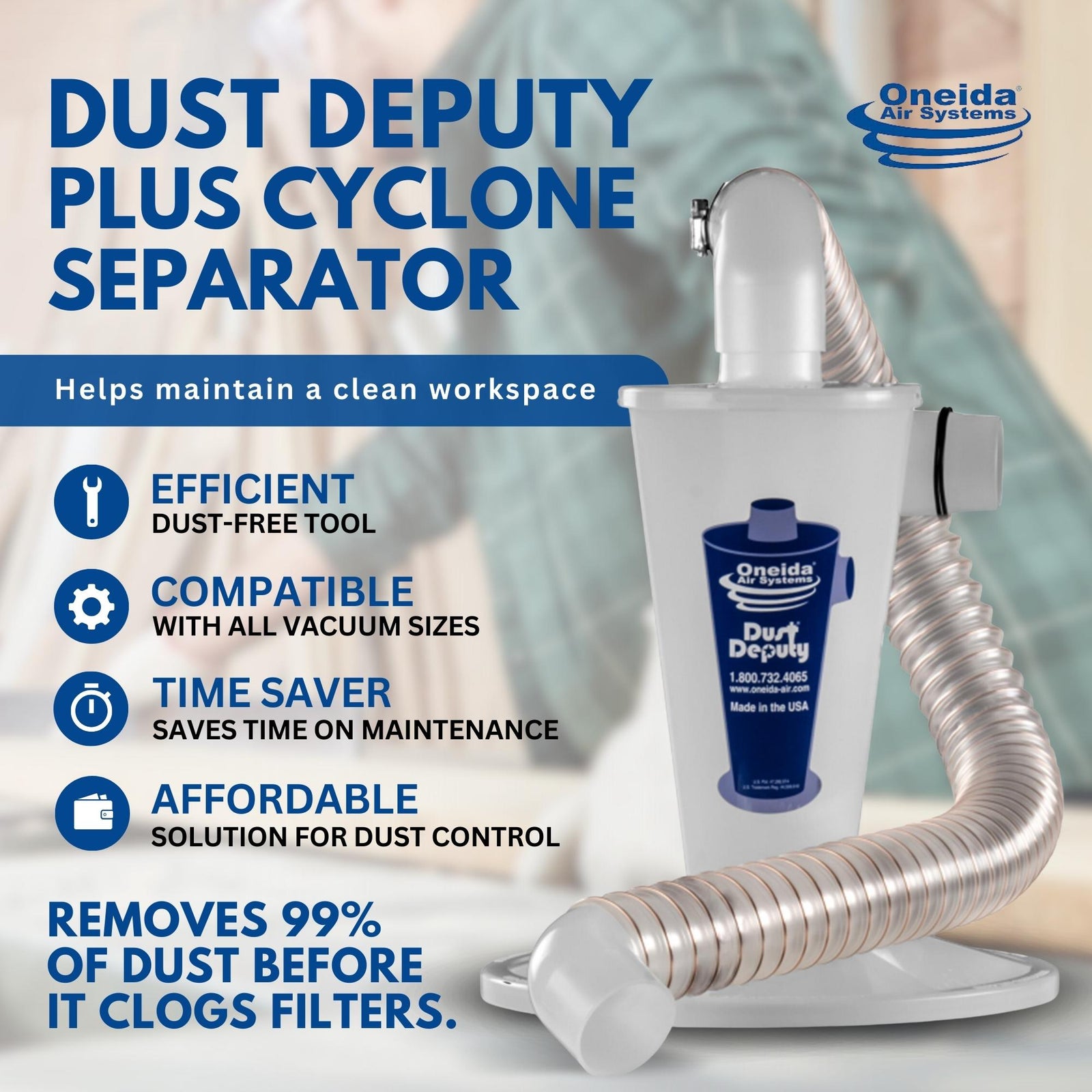 Oneida Air Systems Dust Deputy Cyclone Separator for Vacuum, Clear (For Parts) - VMInnovations