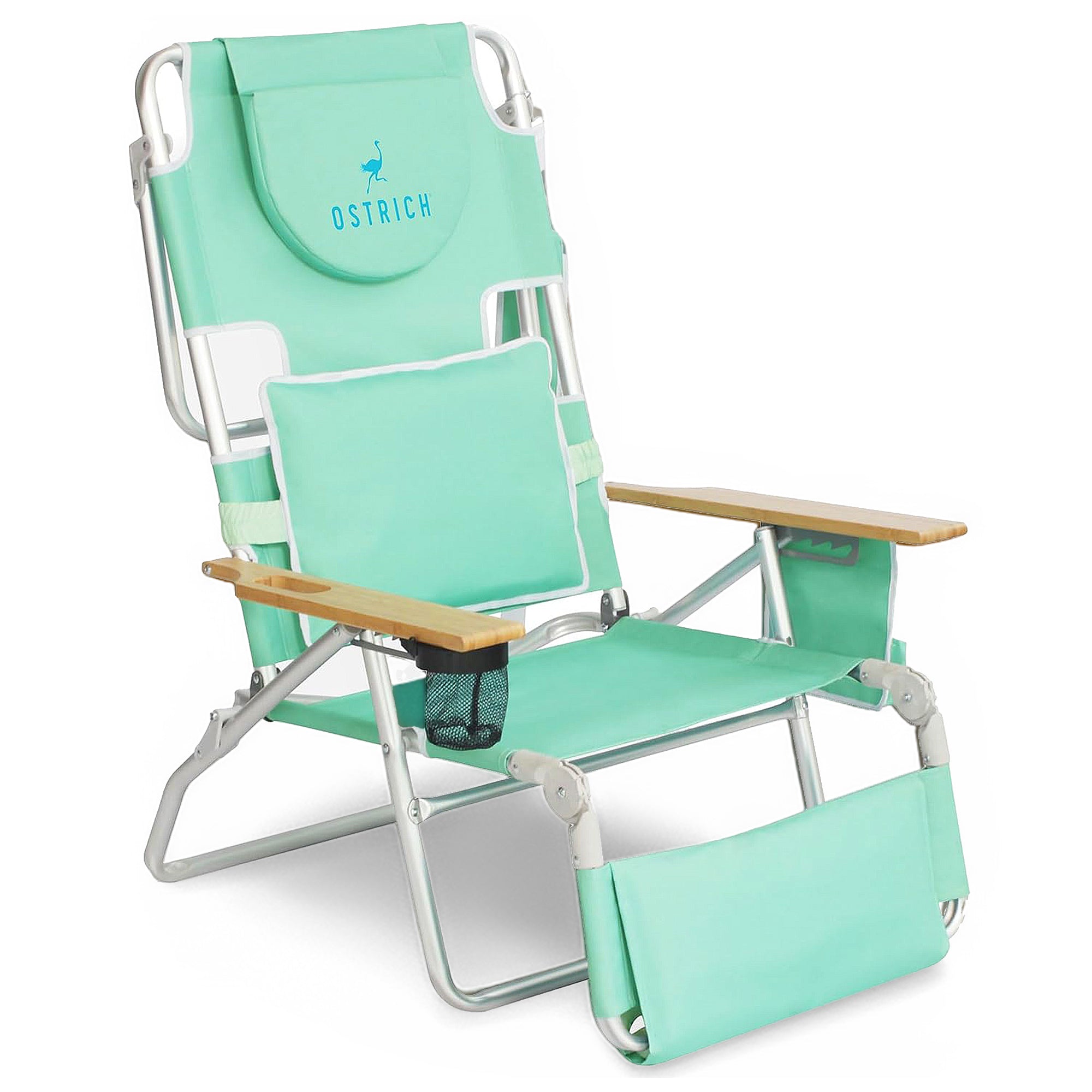 Ostrich Deluxe 3N1 Outdoor Lawn Beach Lounge Chair w/Footrest, Teal (Open Box)