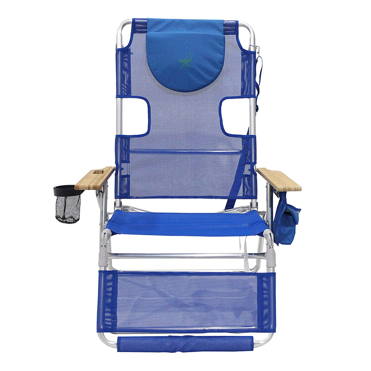 Ostrich 3-N-1 Altitude Outdoor Lounge Reclining 16" Tall Chair, Blue (3 Pack)