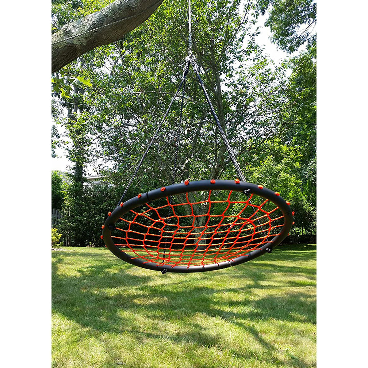 Swinging Monkey Giant 40" Spider Web Fabric Outdoor Tree Saucer Swing, Orange - VMInnovations