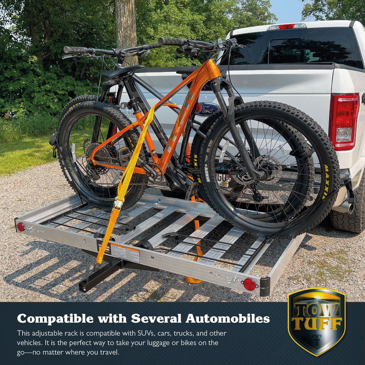 Tow Tuff Heavy Duty 2-in-1 Aluminum Cargo Carrier with Bike Rack (Open Box) - VMInnovations
