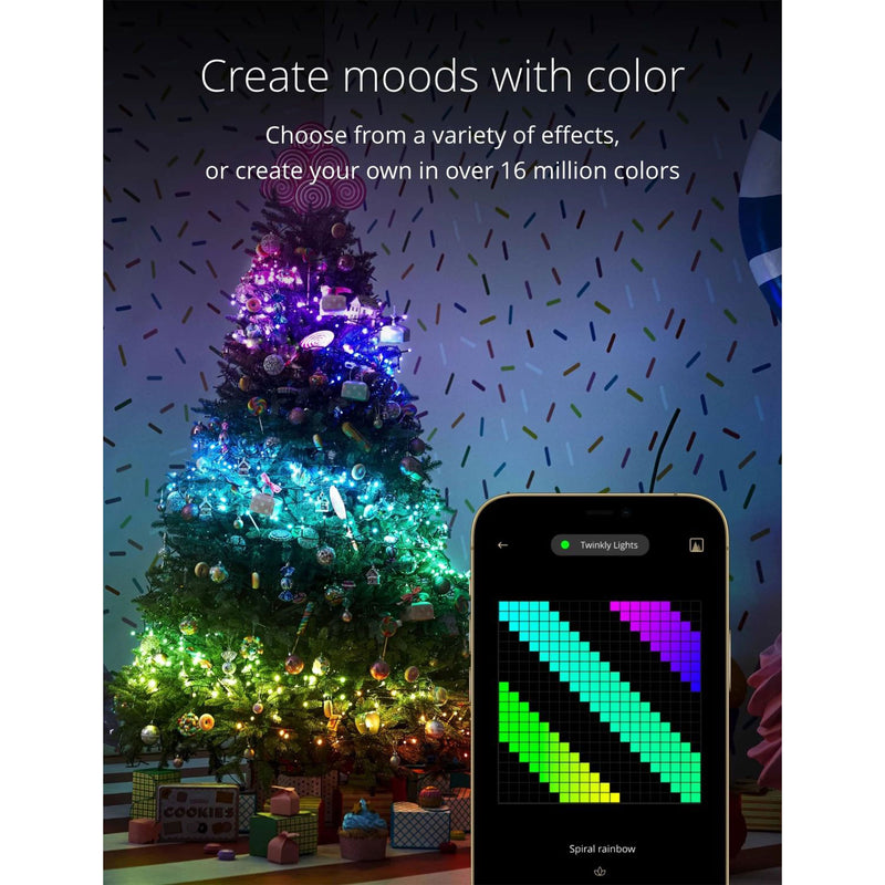 Twinkly Strings App-Controlled Smart LED Christmas Lights 250 Multicolor 65.6-ft
