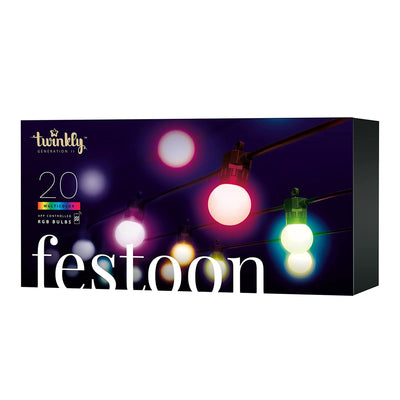 Twinkly Festoon App-Controlled Smart LED Bulb Light String 20 Multicolor (Used)