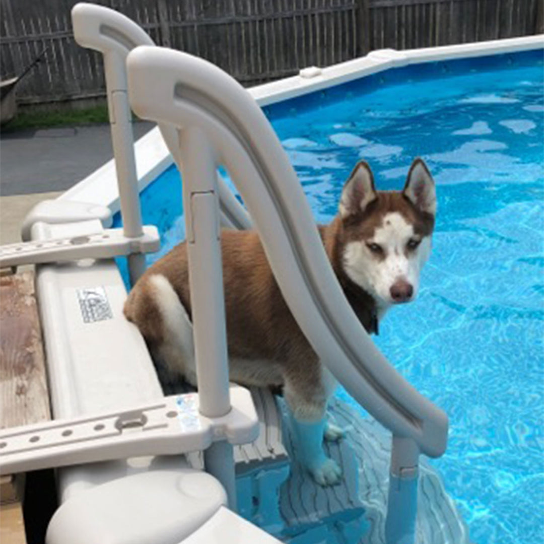 Confer Plastics 4 Step Above Ground Pool Ladder Stair Entry System, Warm Grey - VMInnovations