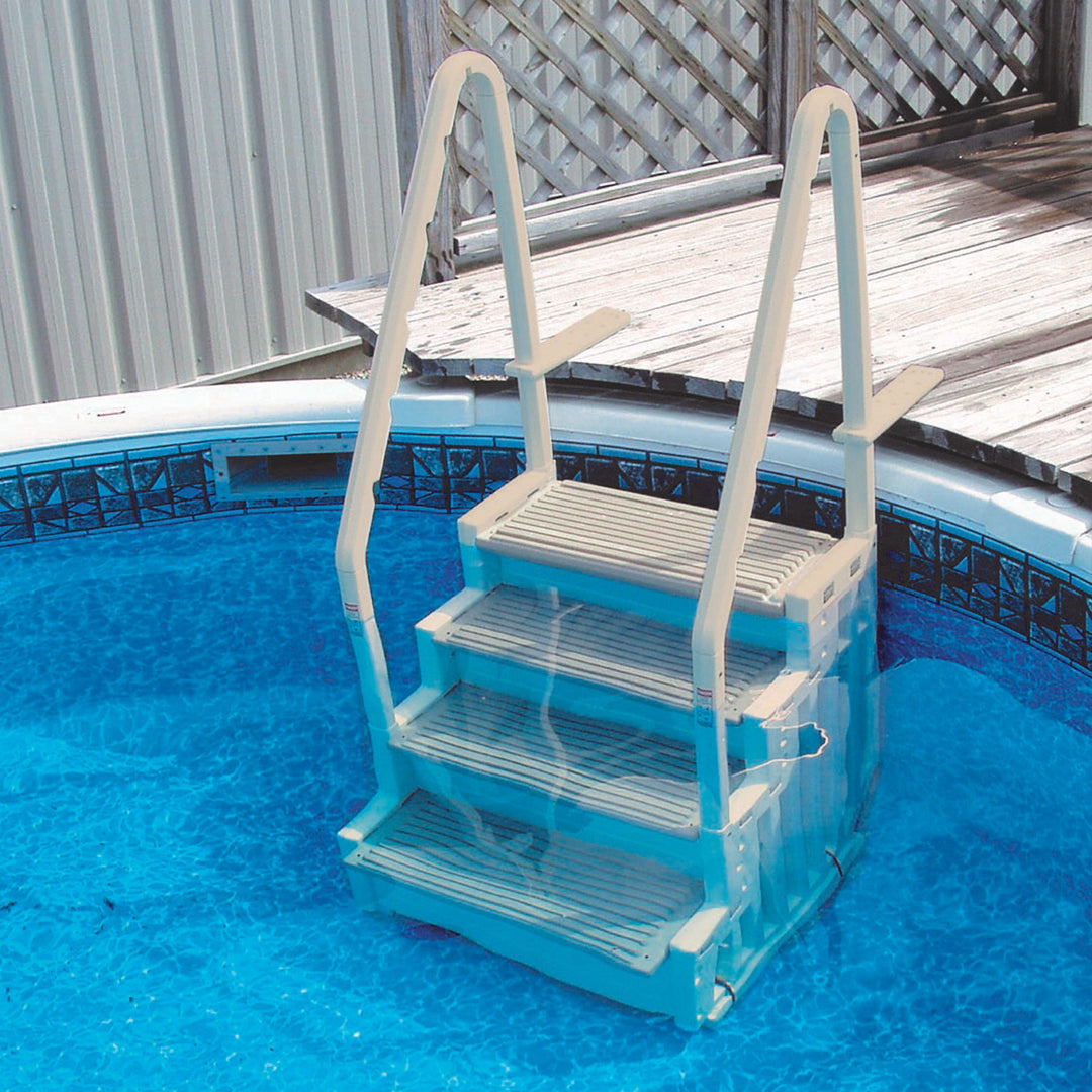 Confer Plastics InPool Step Ladder, Above Ground Swimming Pool Stairs, Warm Gray - VMInnovations
