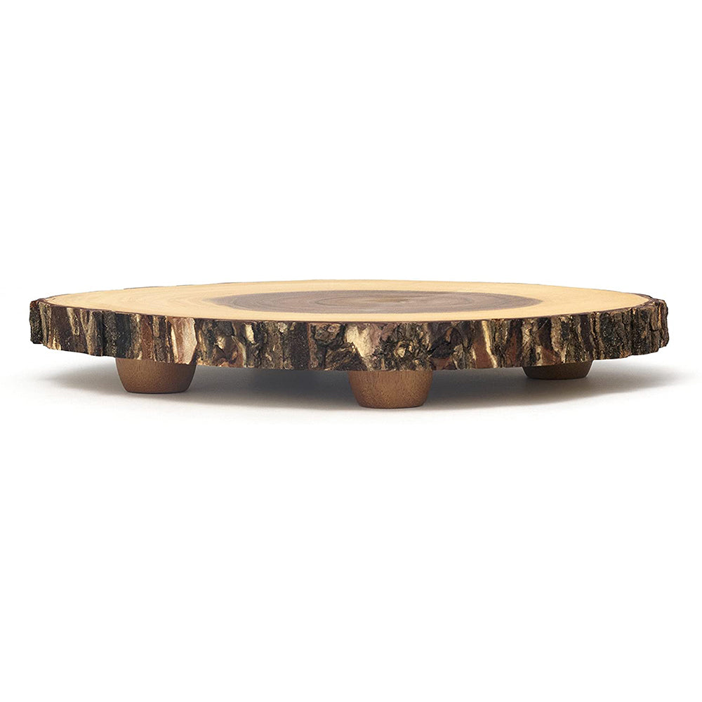 Lipper International Acacia Tree Bark Footed Server Platter, Small (Open Box)
