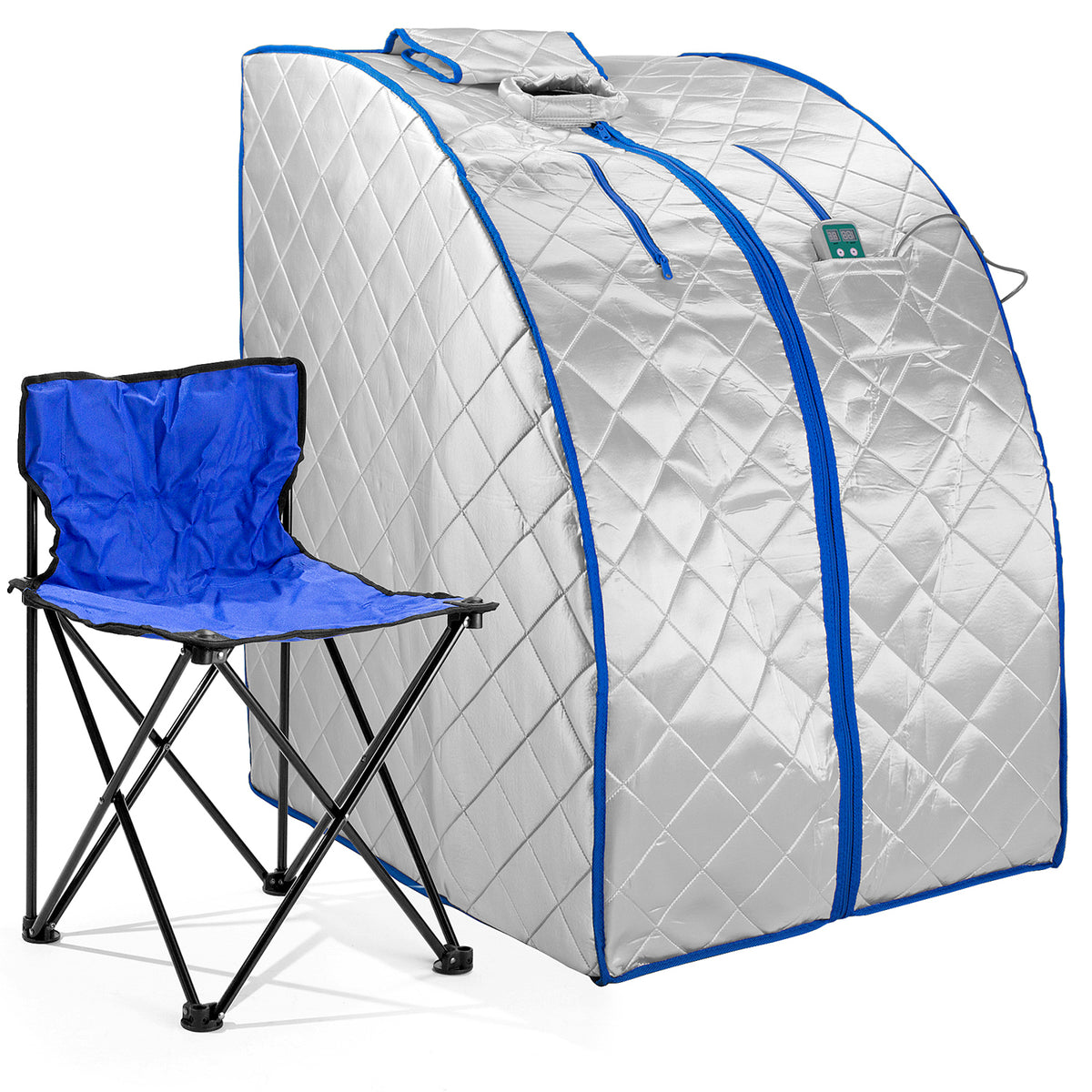 Durasage Infrared Heated Sauna with Heating Foot Pad and Chair, Blue (Open Box)