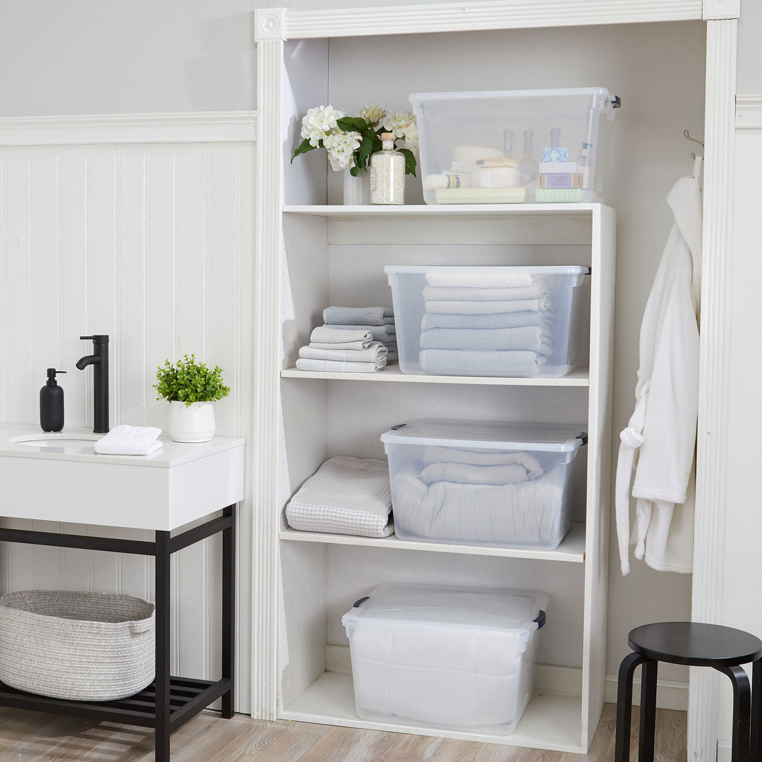 Rubbermaid Cleverstore 74 Qt Latching Plastic Storage Container & Lid (8 Pack) - VMInnovations