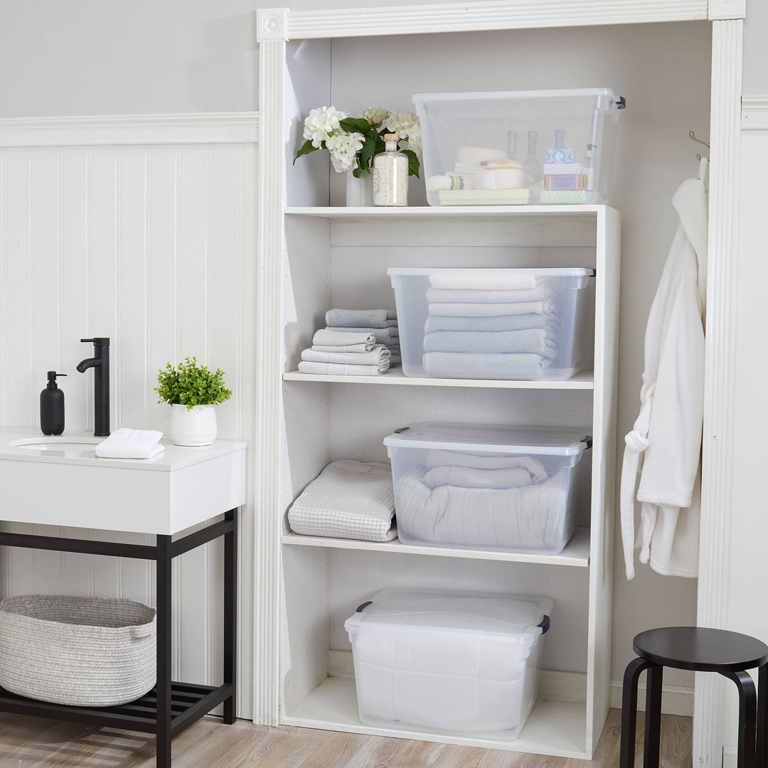 Rubbermaid Cleverstore 74 Qt Latching Plastic Storage Container & Lid (4 Pack) - VMInnovations