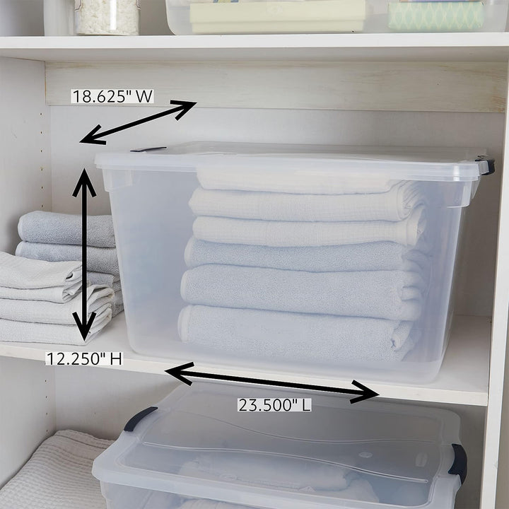 Rubbermaid Cleverstore 74 Qt Latching Plastic Storage Container & Lid (4 Pack) - VMInnovations