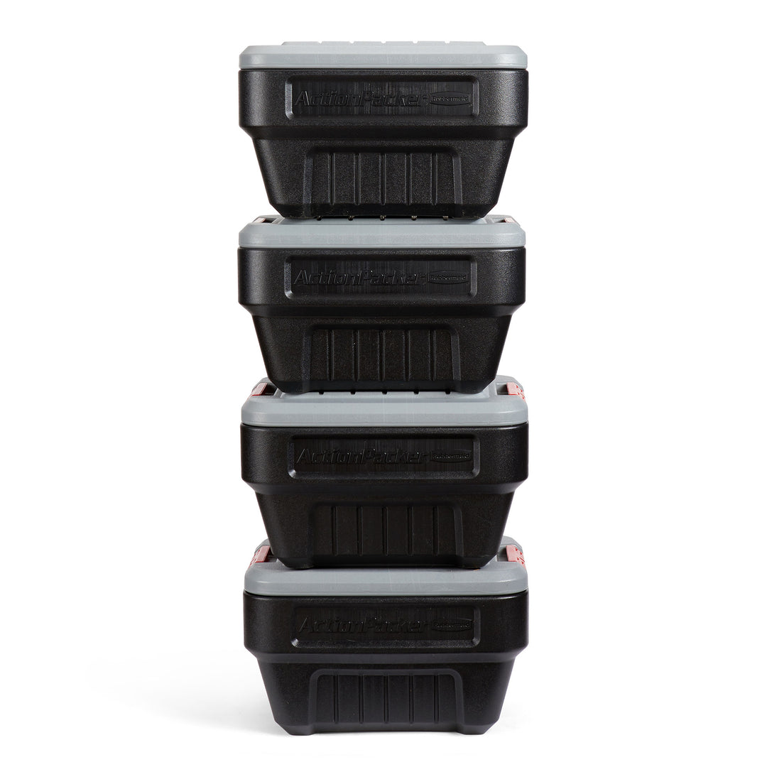 Rubbermaid 8 Gallon Lockable Latch Plastic Storage Container Box, Black (4 Pack) - VMInnovations