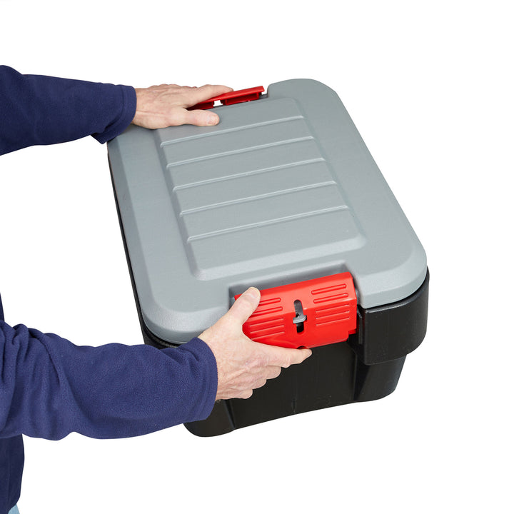 Rubbermaid 8 Gallon Lockable Latch Plastic Storage Container Box, Black (4 Pack) - VMInnovations