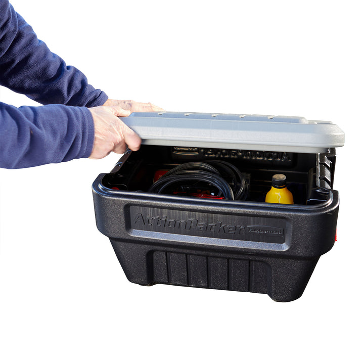 Rubbermaid 8 Gallon Lockable Latch Plastic Storage Container Box, Black (4 Pack) - VMInnovations