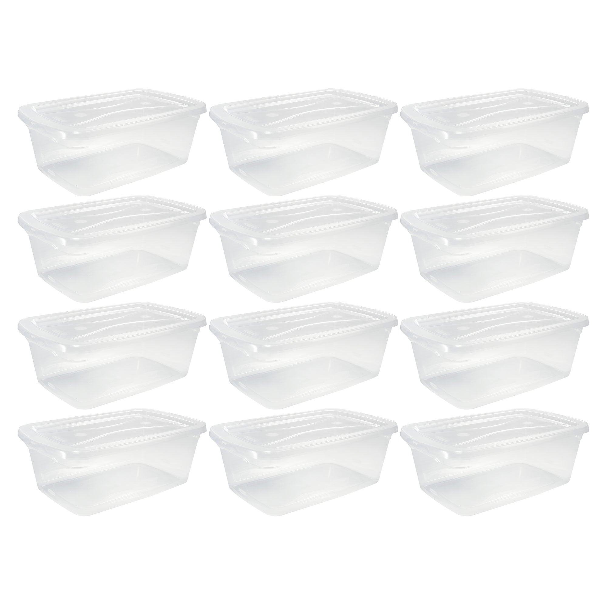 Rubbermaid 6 Qt Plastic Storage Tote Container & Lid, Clear (12 Pack) (Open Box) - VMInnovations