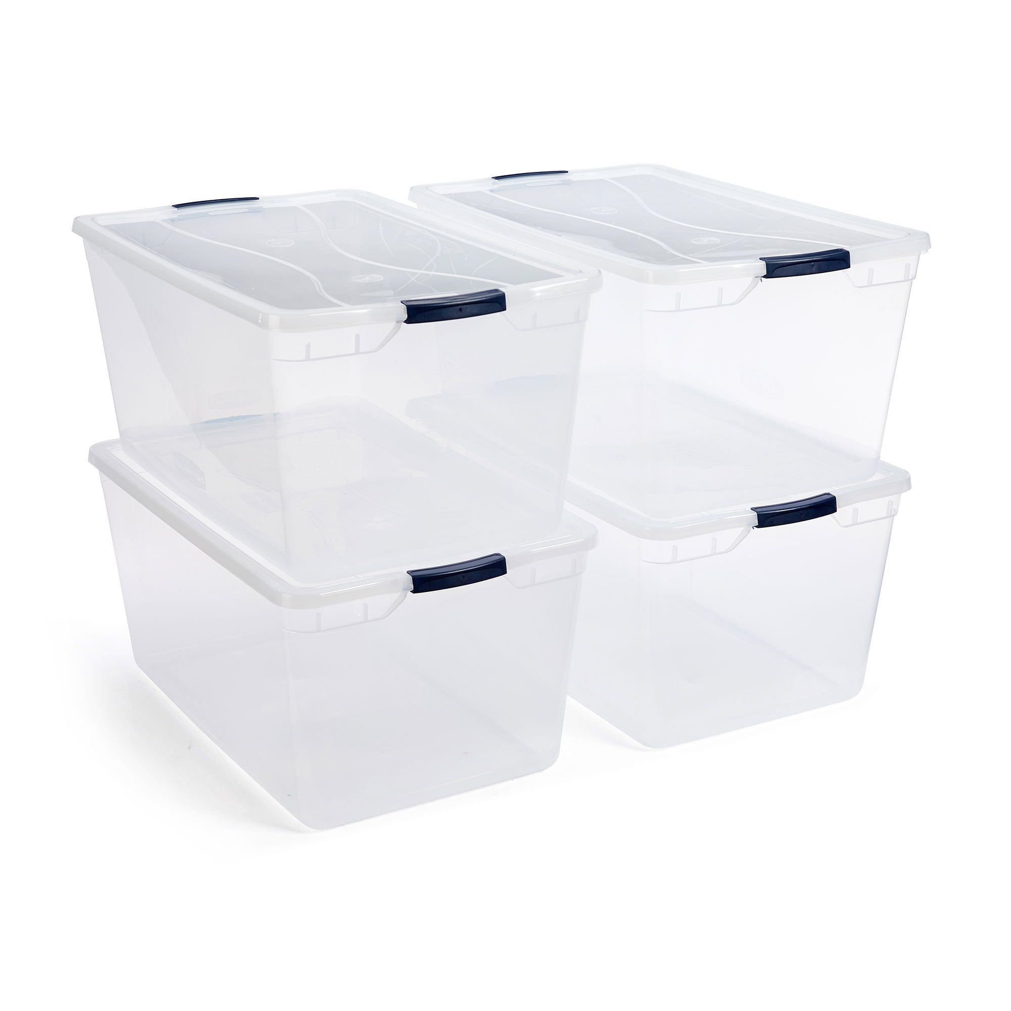 Rubbermaid Cleverstore 95 Quart Clear Plastic Storage Container & Lid, (4 Pack) - VMInnovations