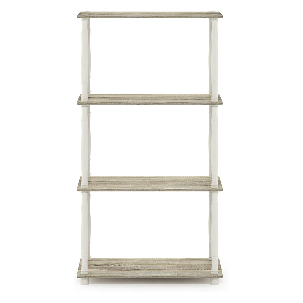 Furinno Turn-N-Tube 4 Tier Multipurpose Open Wood Display Shelf, Oak and White