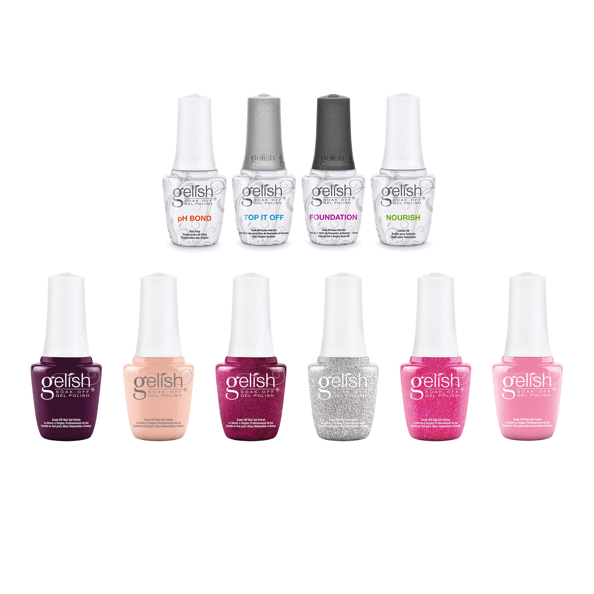 Gelish 15 mL Soak Off Gel Nail Polish Kit & Mini 9 mL Soak Off Gel Polish Set - VMInnovations