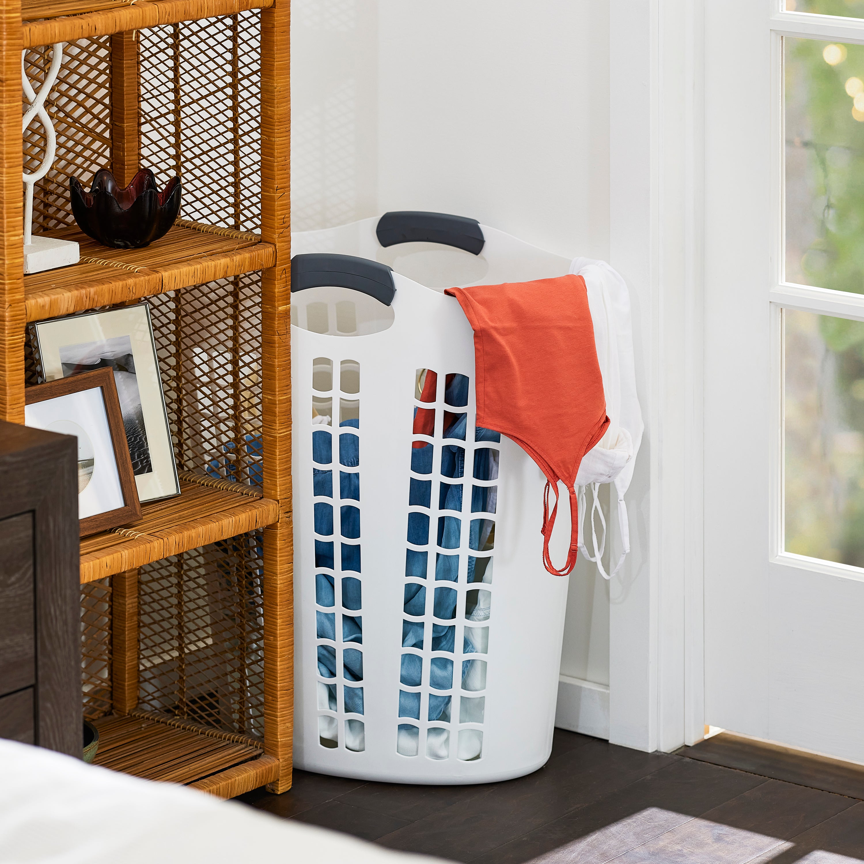 Gracious Living Easy Carry Flex 87 L Plastic Laundry Hamper, White (3 Pack) - VMInnovations
