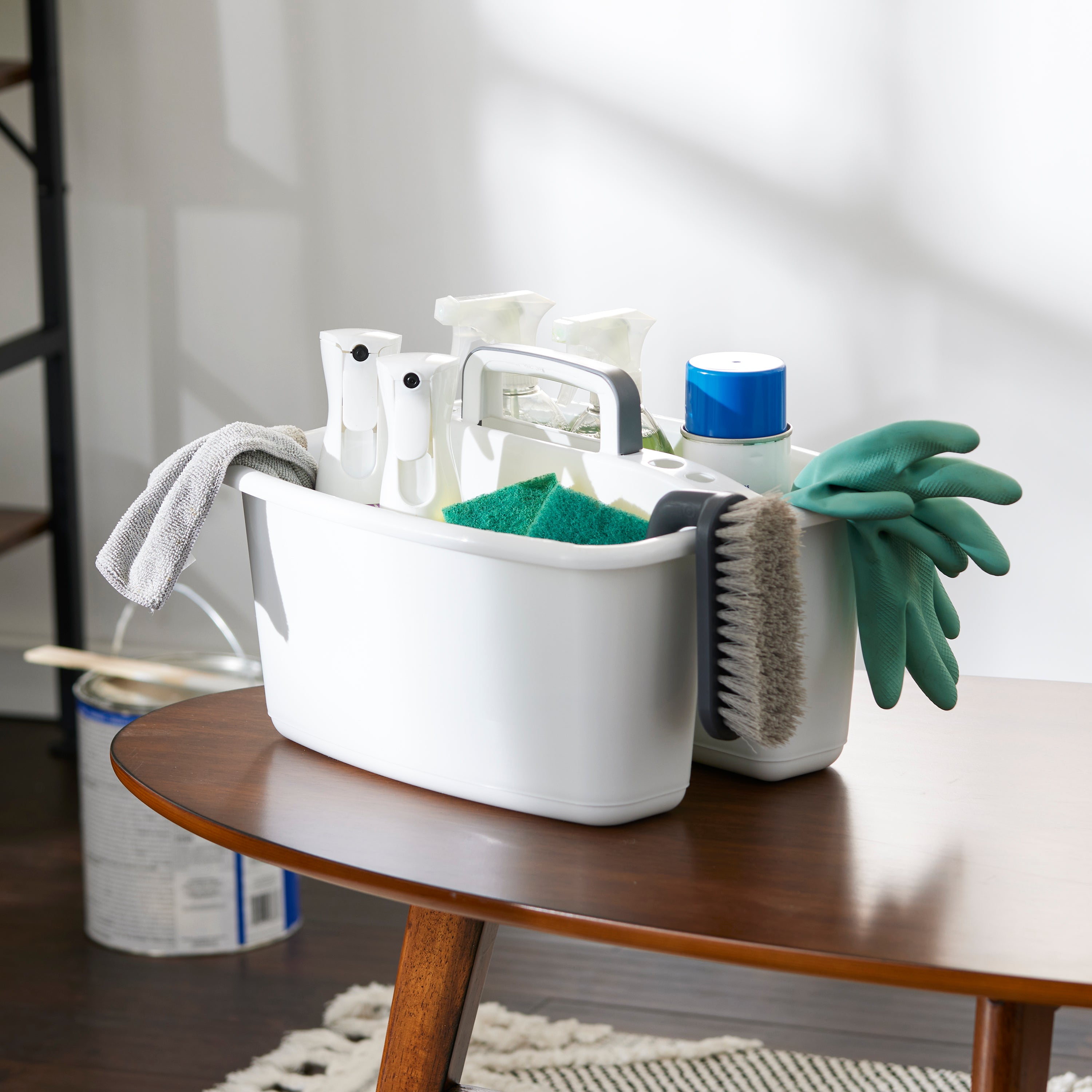 Gracious Living Large Home Storage Caddy, White w/Gray Carry Handle (Open Box) - VMInnovations