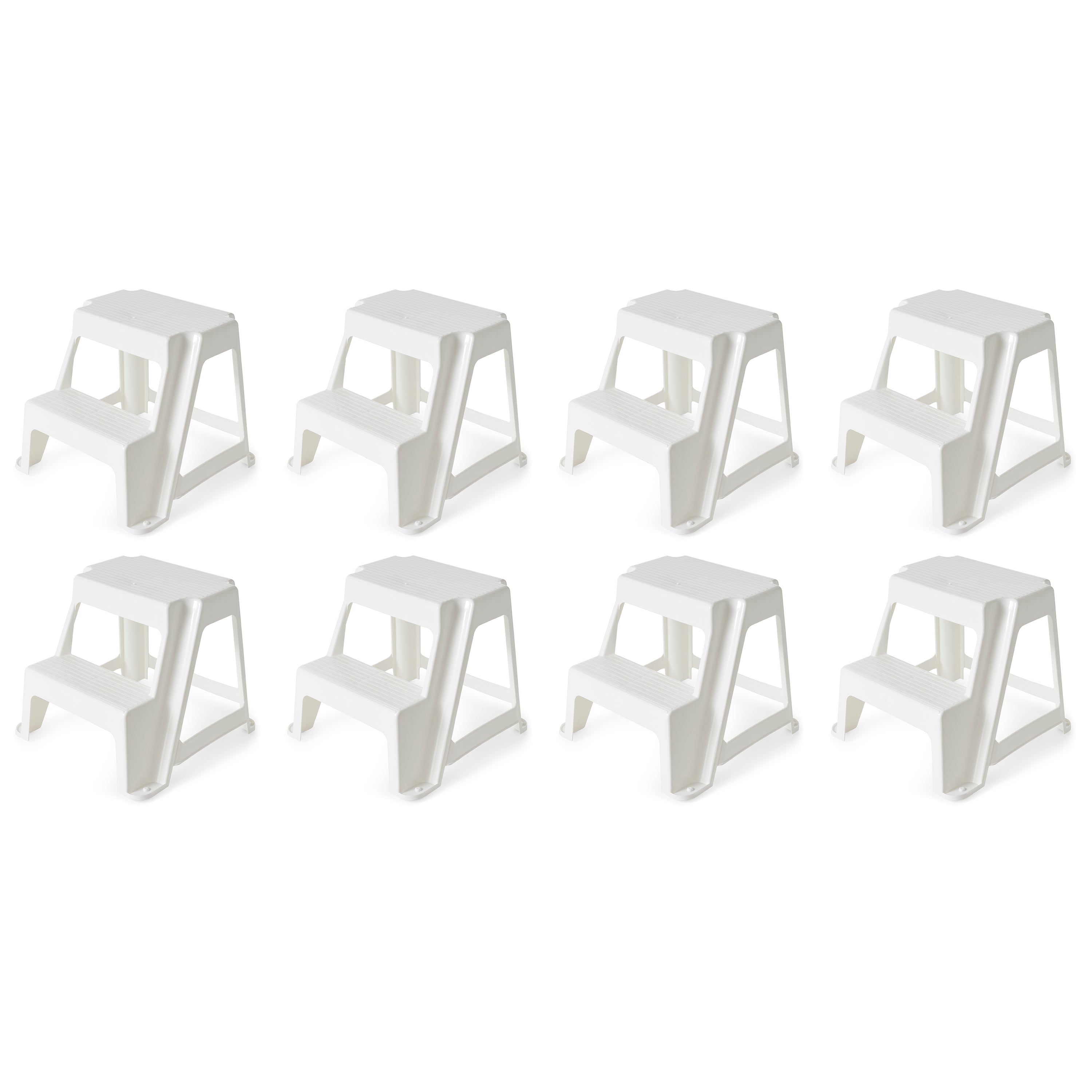 Gracious Living Extra Safe Nonslip Rubber 2 Step Home Step Stool, White (8 Pack) - VMInnovations