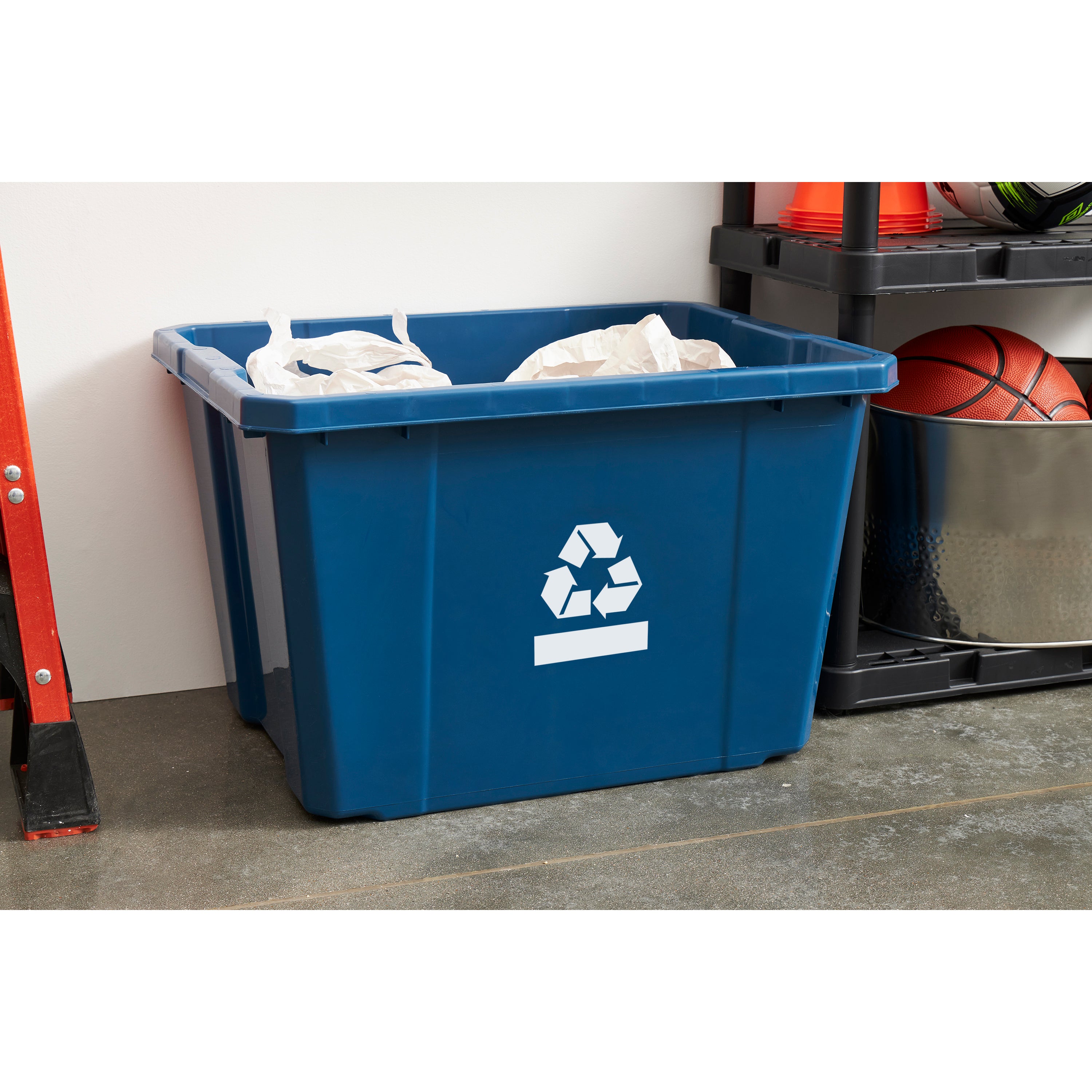 Gracious Living Medium Sized Plastic 17 Gallon Home Recycling Bin, Blue (Used) - VMInnovations