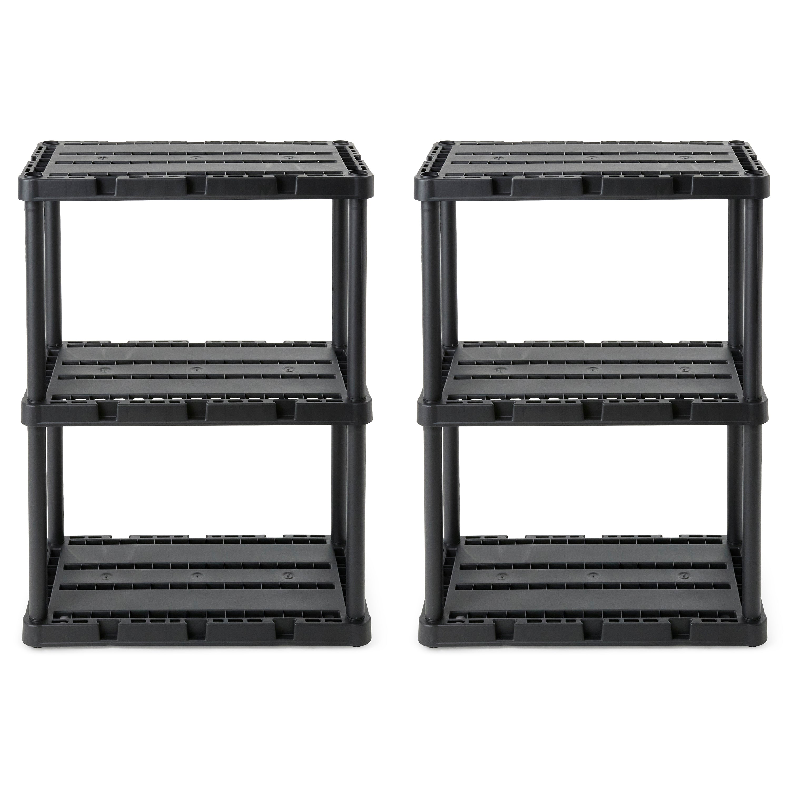 Gracious Living 3 Shelf Knect-A-Shelf Solid Light Duty Storage Unit, Black 2Pack - VMInnovations