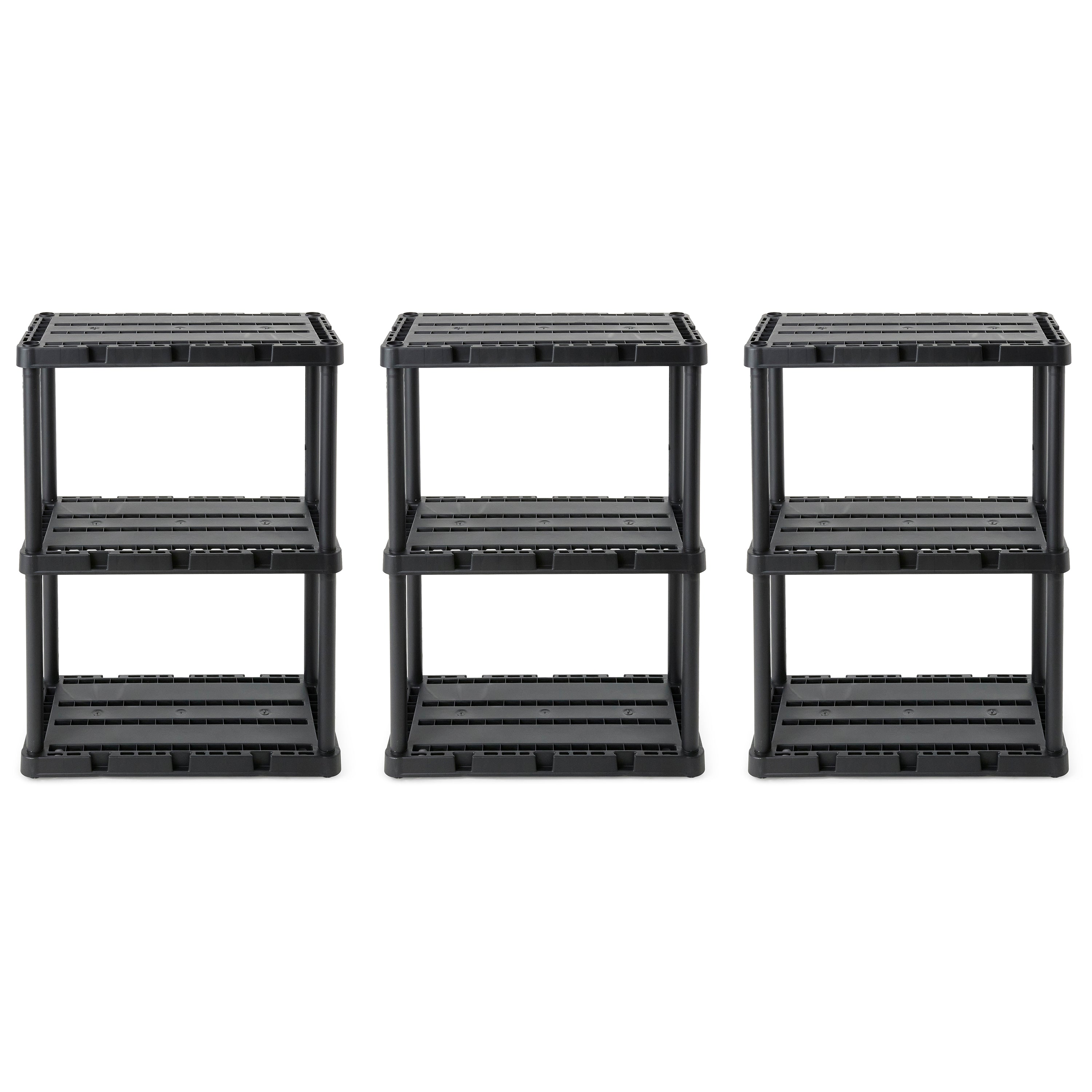 Gracious Living 3 Shelf Knect-A-Shelf Solid Light Duty Storage Unit, Black 3Pack - VMInnovations