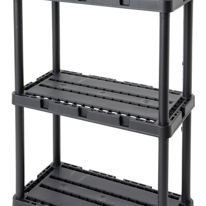Gracious Living 3 Shelf Knect-A-Shelf Fixed Height Light Duty Storage Unit,Black - VMInnovations