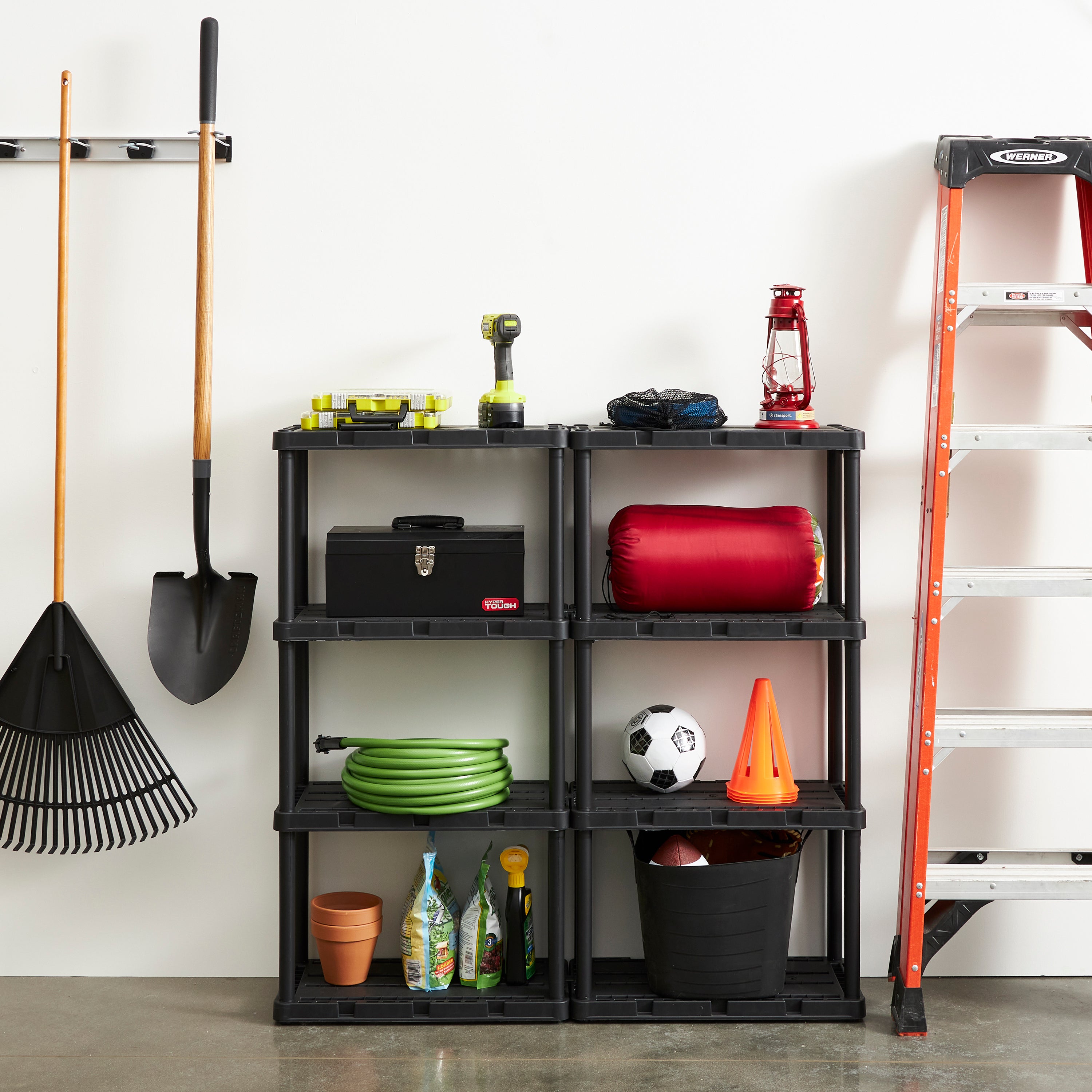 Gracious Living 4 Shelf Knect-A-Shelf Solid Light Duty Storage Unit, Black 4 Pck - VMInnovations