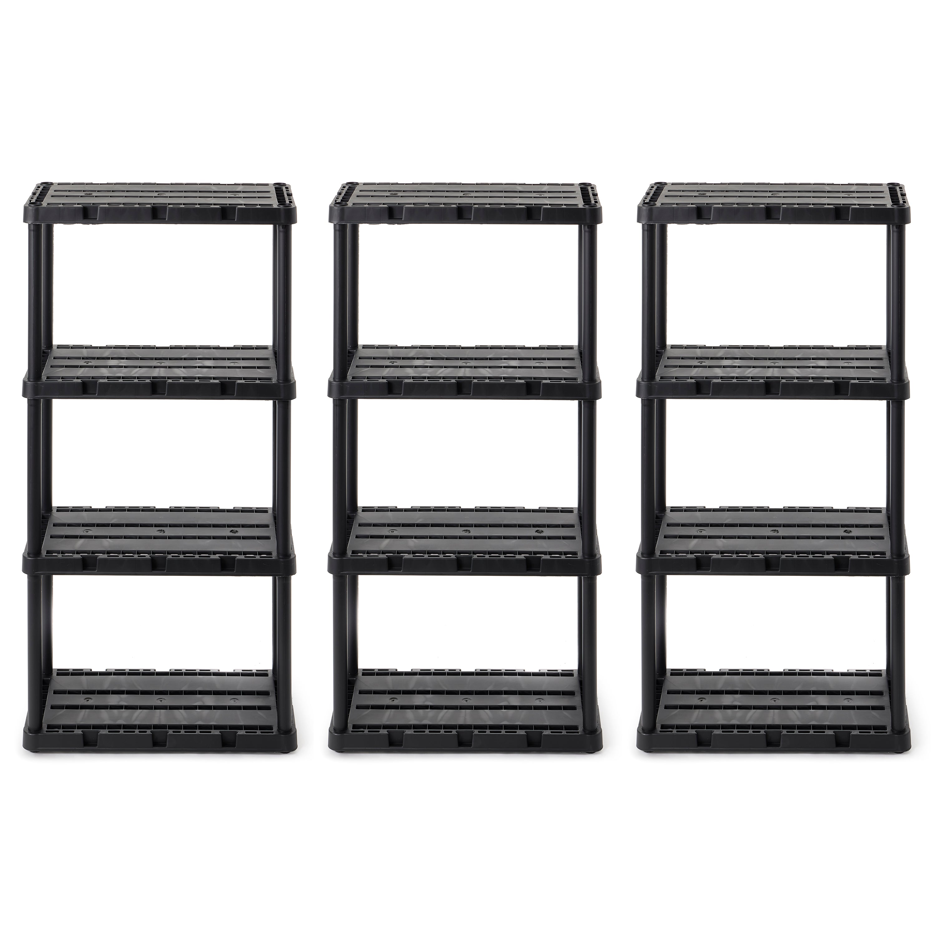 Gracious Living 4 Shelf Knect-A-Shelf Solid Light Duty Storage Unit, Black 3 Pck - VMInnovations