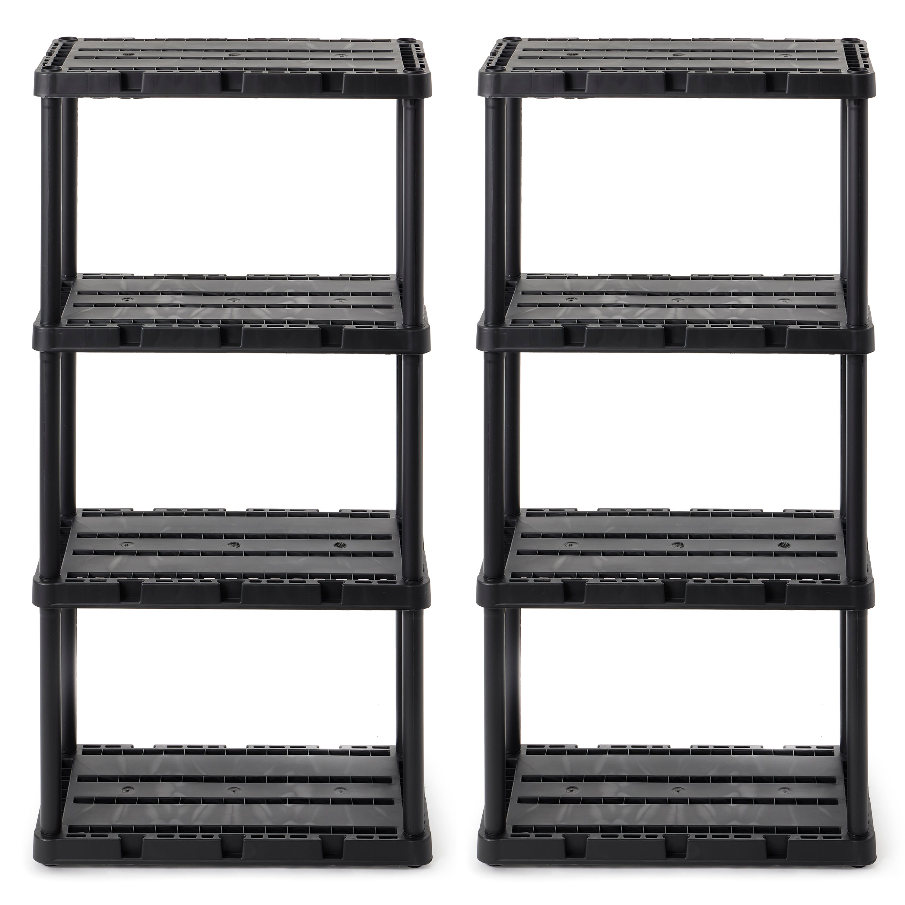 Gracious Living 4 Shelf Knect-A-Shelf Solid Light Duty Storage Unit, Black 2 Pck - VMInnovations