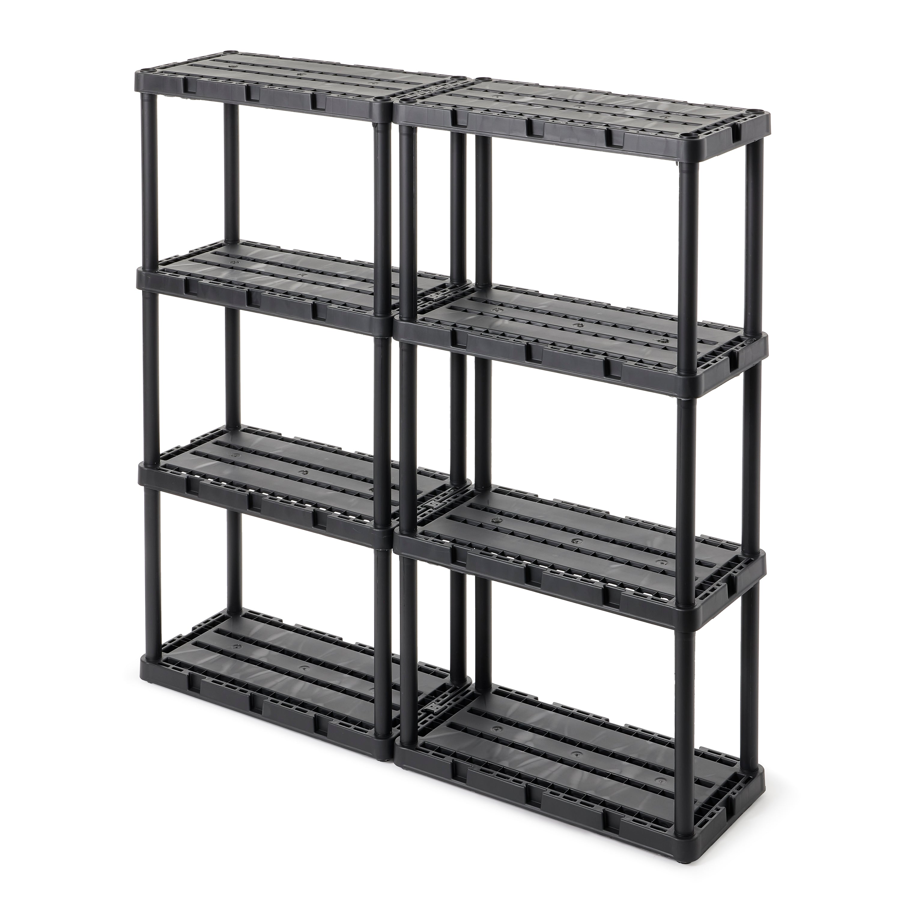 Gracious Living 4 Shelf Knect-A-Shelf Solid Light Duty Storage Unit, Black 2 Pck - VMInnovations