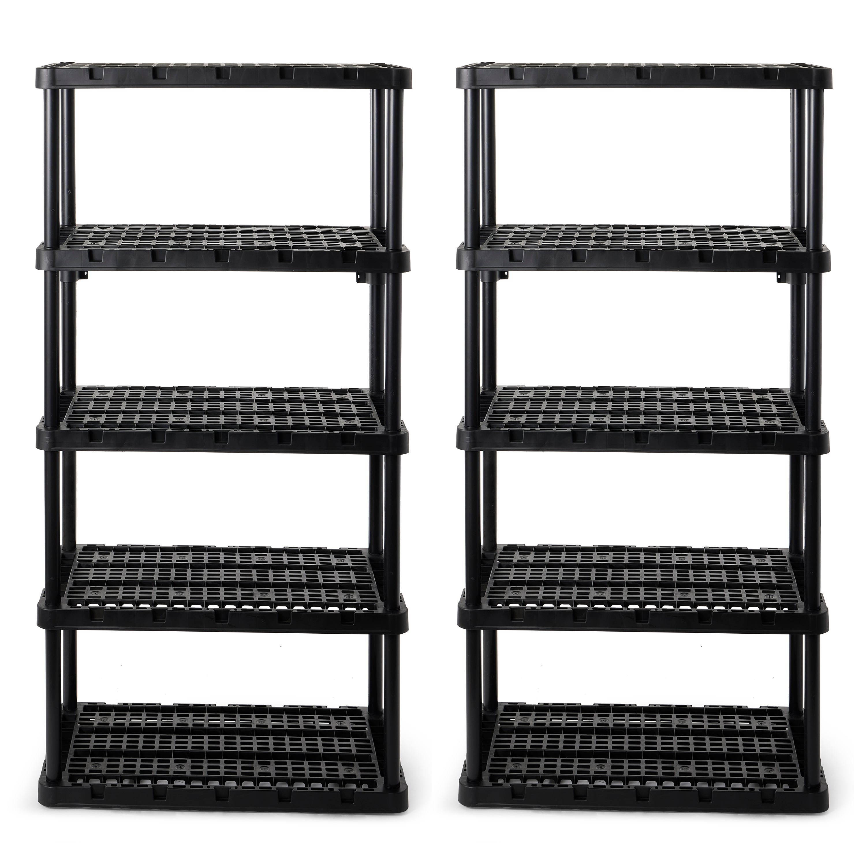 Gracious Living 5 Shelf Knect-A-Shelf Ventilated Heavy Duty Storage, Black 2Pack - VMInnovations