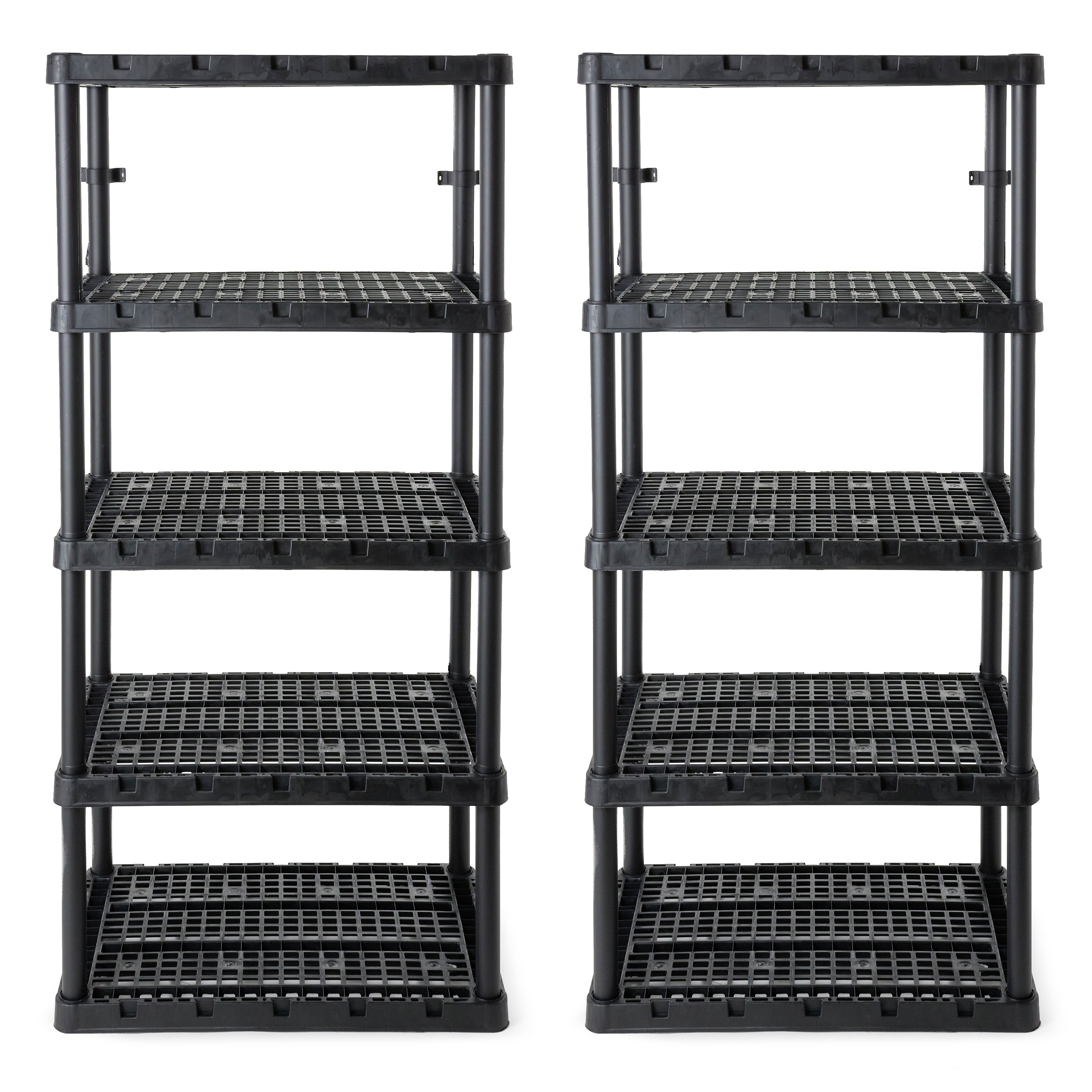Gracious Living 5 Shelf Knect-A-Shelf Ventilated Heavy Duty Storage, Black 2Pack - VMInnovations